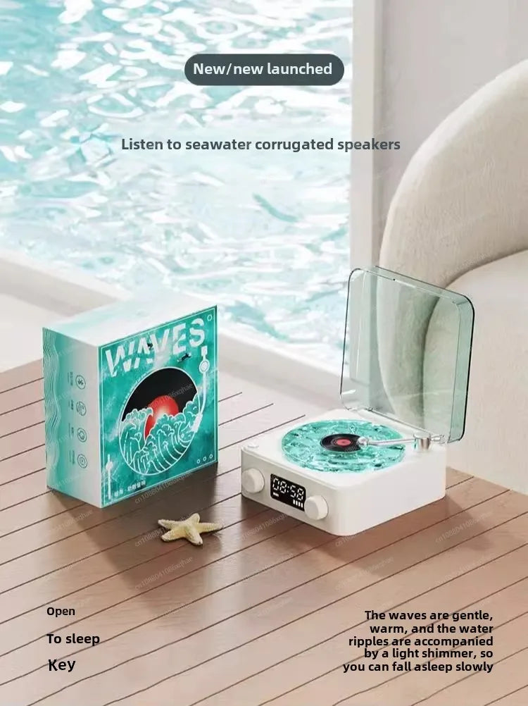 Retro Vinyl Wireless Speakers Turntable Record Player 3D Stereo HIFI Bass Bluetooth Speaker Sleep Music Play with White Noise